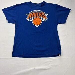 Majestic New York Knicks Jeremy Lin 17 Linsanity Graphic T-Shirt Large Blue NBA